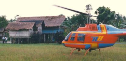 Stilt house meets helicopter